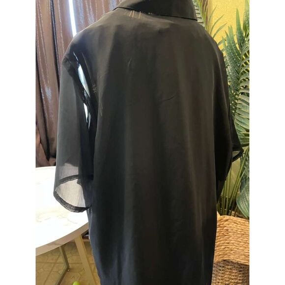 Plus Size Black Sheer Button Down Blouse w/ Satin Tank 18W 20W over size tunic - Picture 7 of 16